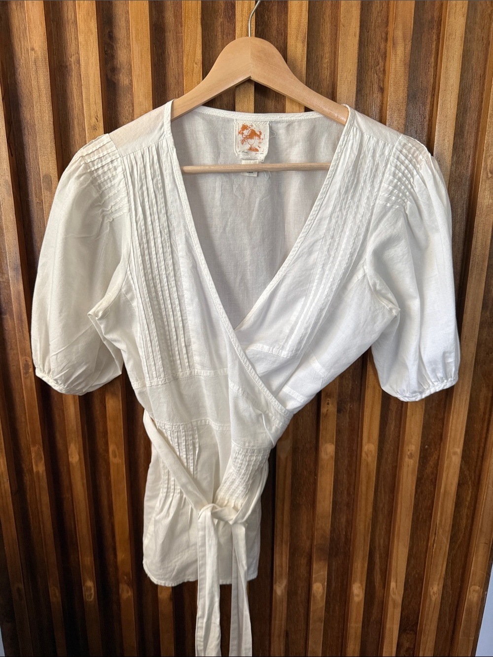 Anthropologie 100% Cotton Wrap White Blouse. Size 4